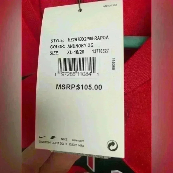 Nike Raptor Jersey  Red Black Anunoby 3 size XL Boys' Grade School - Picture 8 of 11